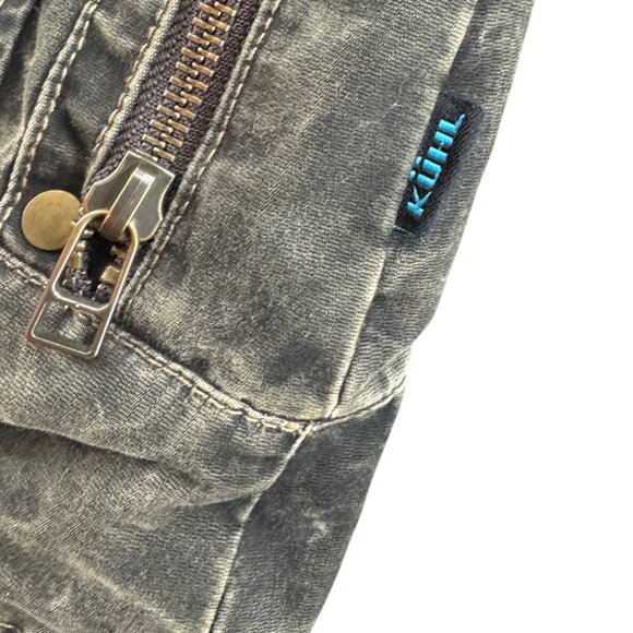 Kuhl Vintage Patinadye Distressed  Moto Jacket  Canvas Black Browns  Size Medium - Picture 5 of 12